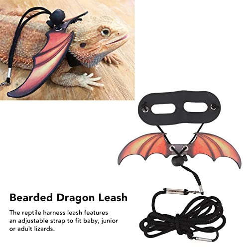 Bartagame-Leine, Weiches Leder, Fledermausflügel, Drachengeschirr, Fledermausflügel, Melone, Sicherheits-, Verstellbare Leder-Haustier-Eidechsenleine für Halloween, Feiertage, Partys, Fotoshootings