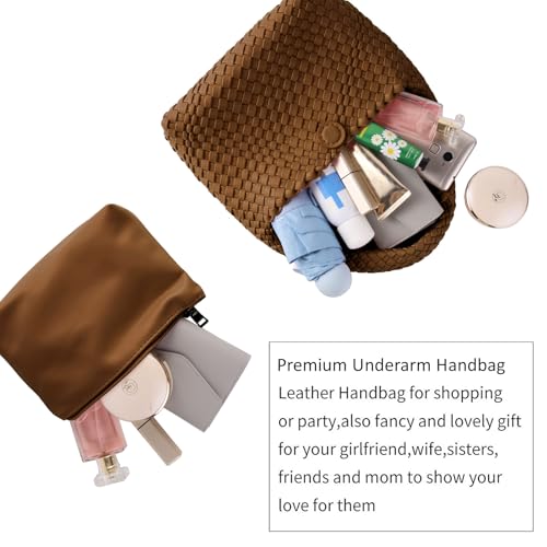 Bolso tejido para mujer, bolso de mano y cartera de cuero vegano, bolso de hombro casual retro para la playa, tote para damas, bolso bajo el brazo miniatura 7
