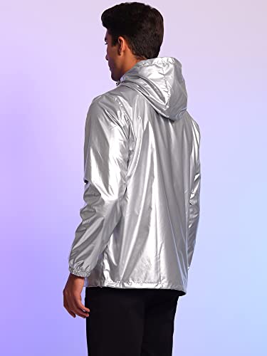 Lars Amadeus Holographic Jacket for Men's Lightweight Long Sleeves Metallic Shiny Hoodie Coat3