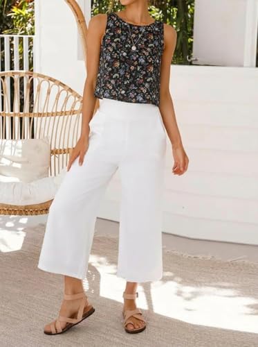 Image of IDEALSANXUN Womens Linen Crop Tank Tops 2026 Spring Summer Sleeveless Tops