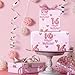RUSPEPA 16th Wrapping Paper Birthday Girl, Sweet Hearts and Pink Number 16 Balloons Happy Birthday Design, 16 Years Old, Mini Roll, 17 Inches x 16.4 Feet, Perfect for Girls' Party Gifts