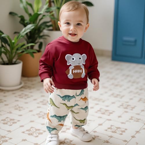 Toddler Girls Boys Sweatshirt Rugby Elephant Embroidered Crew Neck Long Sleeve Baby Pullovers Fall Clothes Top3