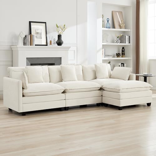 111'' Sectional Cloud Deep Seat Couch, Modern Comfy Chenille L