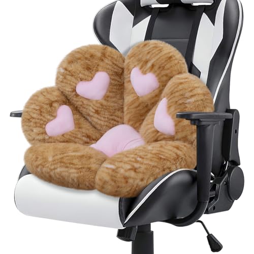 Image of MOONBEEKI Cat Paw Cushion, Comfy Chair Kawaii Plush Seat Cushions Shape Lazy Pillow for Gamer 28 inchx 24 inch Cozy Floor Cute Girl Worker Gift, Dining Room Bedroom Decorate (Creamy Yellow)
