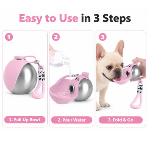 Bokynu Portable Dog Water Bottle 10oz with Foldable Bowl — view 5