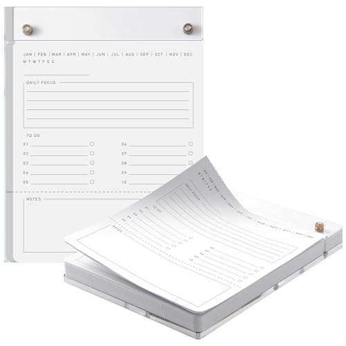 Affrolling Acrylic To Do List Acrylic Drafters Tablet Planner with 100 Sheets Daily Binder Pad - 6.3...