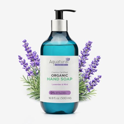 Lavender &amp; Mint Liquid Hand Soap, Natural Scent Moisturizing Vegan Kitchen &amp; Bathroom Soap for Hand Wash for Sensitive Skin, Nourishing Formula, Refillable Bottle 16.9 Fl Oz