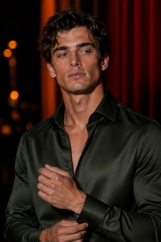 RAIZAX Men's Solid Olive Green Full Sleeve Shirt | Spread Collar | Regular Fit Casual Shirt(Green_L (l)) - Image 6