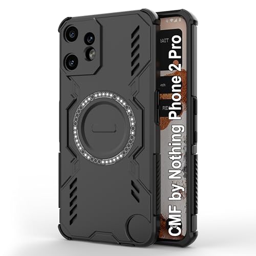Image of Zapcase Back Case Cover for CMF by Nothing Phone 2 Pro | Magnetic Case with Built-in Metal Ring | Supports MagSafe Charger, Wallet & Car Mount | Shockproof Hybrid PC + TPU | Black