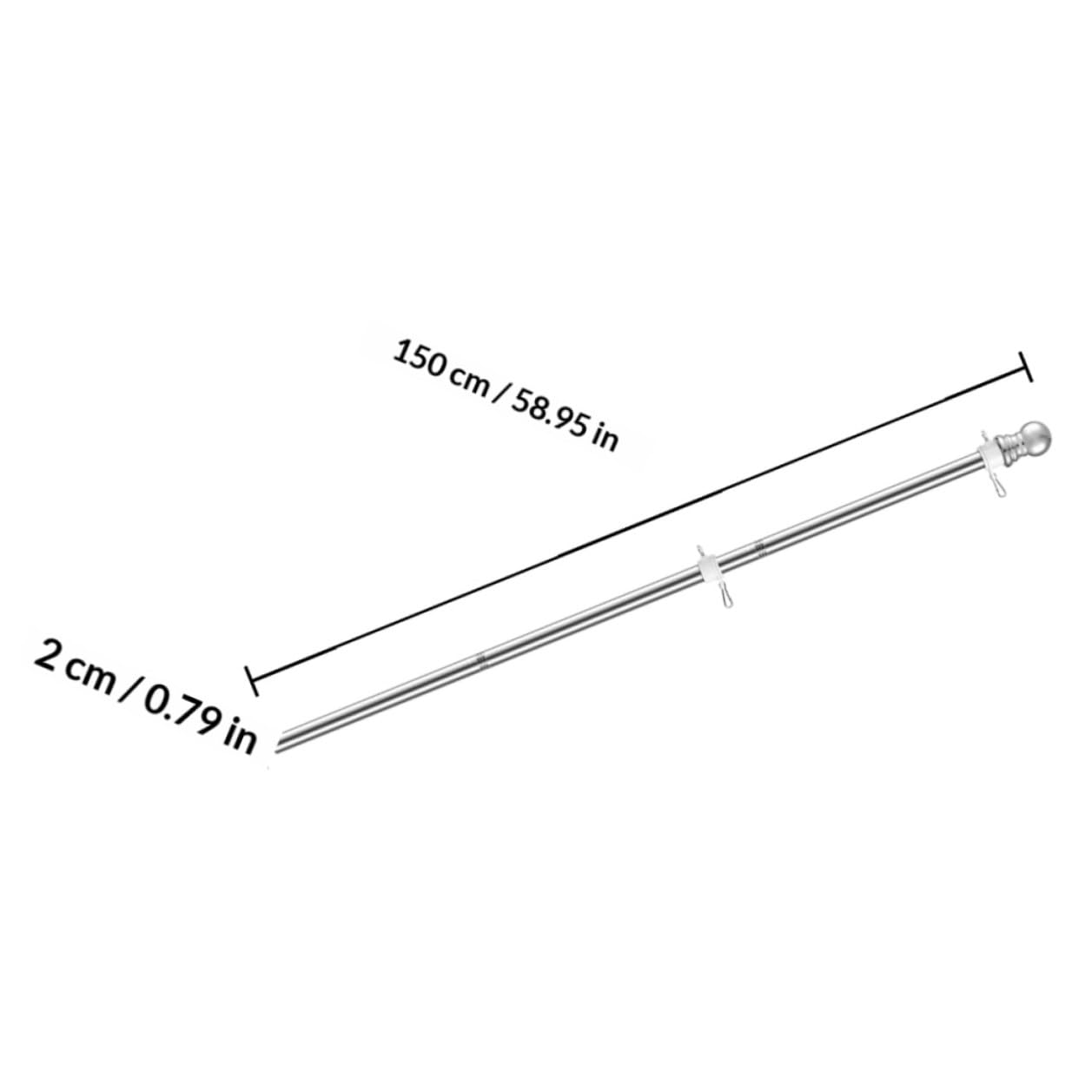Toddmomy Set 2 Pezzi per Bandiera in Metallo Inossidabile Resistente 1,5 Metri Tre Sezioni per Terrazzi e Decorazioni Esterne