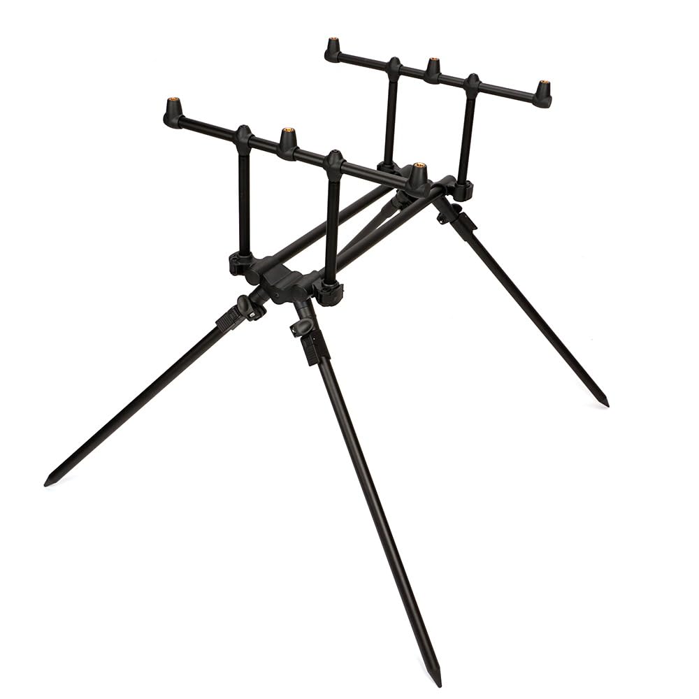 Hirisi Tackle Rod Pod Rutenhalter – 3 Ruten oder 2 Ruten wählbar, – Aluminium Rutenständer mit Tasche zum Karpfenangeln, Angelrutenständer