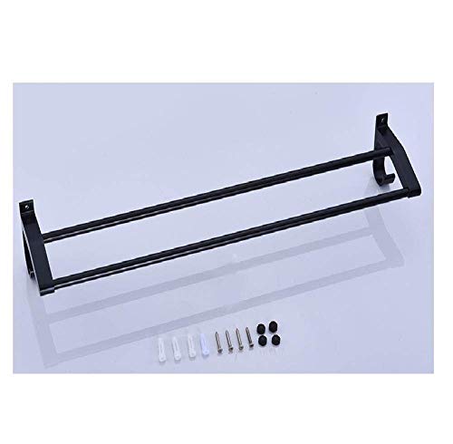 Porte-serviettes double en aluminium space black robuste longueur 80 cm - 4