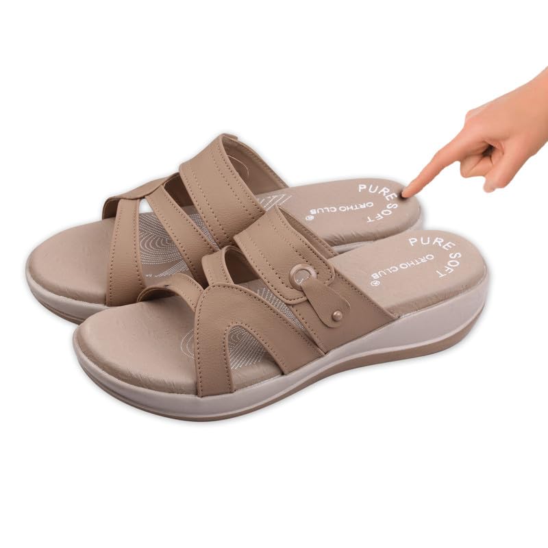 Image of ORTHO CLUB Women Orthopedic Comfort Slippers | Soft Cushioned Footbed | Anti-Slip Sole | Lightweight Daily Wear Sandals for Home & Outdoor Use