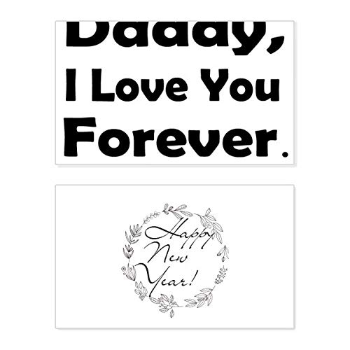 Tarjeta conmemorativa de año nuevo con dedicatoria Love You Dad en inglés para padres