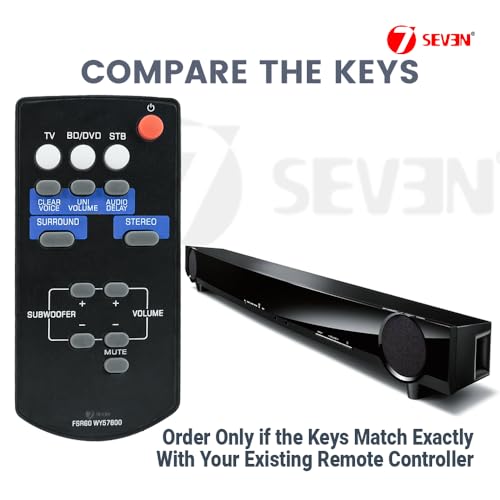 Image of 7SEVEN Compatible for Yamaha Sound Bar Remote Original Model FSR60 WY57800 Suitable for YAS101 YAS101BL ATS-1010 YAS-101 YAS-101BL AS101BL Yamaha Music System