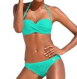 buffalo bandeau-bikini mit modischem volant  Buffalo Marken Push up Bandeau Bikini türkis Cup B D Gr 34 36 38 40 42 44 (34 Cup D)
