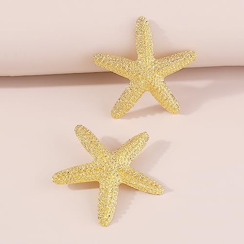 Starfish Earrings Gold Starfish Stud Earring for Women Boho Exaggerated Star Drop Earrings Vintage Seashell Earrings Beach Ocean Mardi Gras Carnival Jewelry4