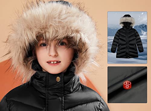 SOLOCOTE Girls Winter Coats Hooded Sherpa Lined Lightweight Jacket Thick Warm Puffy Cotton Shiny Jackets4