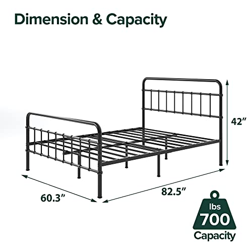 Image of Zinus Florence Metal Platform Bed Frame, Mattress Foundation, No Box Spring Needed, Easy Assembly, Black, Queen
