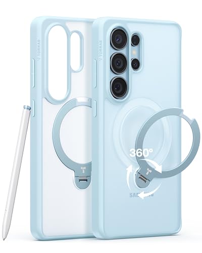 Image of TORRAS Q3 Spin for Samsung Galaxy S26 Ultra Case with 360 Magnetic Stand, Fit for Magsafe, Hard PC Shockproof S26 Ultra Phone Case with Kickstand, Light Blue