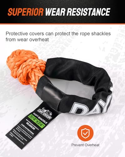 Image of DAYDOOR 68,300 LBS Soft Shackle Recovery Kit, 3 /4 inch x 24 inch (2-Pack) with 7075 Aluminum Snatch Ring, Winch Accessory for Ford F250 /F350, Ram 2500 /3500, Heavy Tractor & Full-Size Trucks(Orange)