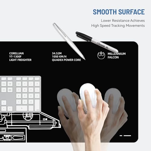 Stanoha Mousepad Desk Mat Gaming Large Keyboard Cute Office Desktop Computer Laptop Black XXL Long Giant Big Cool Modern Design Unique