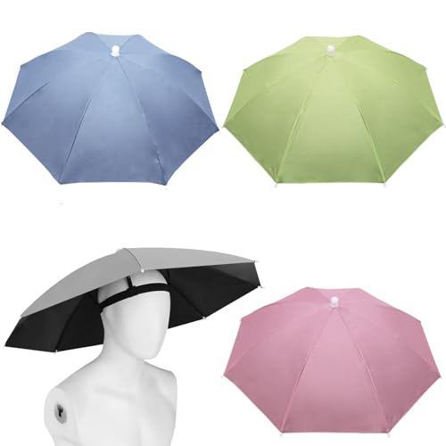 Chapeau parapluie pliable imperméable avec sangle de tête adulte