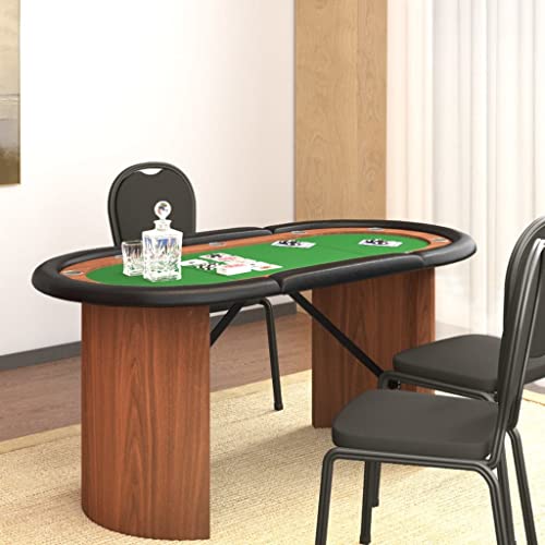 vidaXL Pokertisch, Spieltisch mit Getränkehaltern, Ovaler Poker Tisch in Casinoqualität, Casino Kartenspiel Tisch für 10 Spieler, Grün – Bild 3
