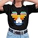 Magical Tshirt Shirts for Women Summer Classic Princess Short Sleeve Happiest Kingdom on Earth Shirt Cute Colorful Castle Graphic Print Birthday Party T Shirt,Black L