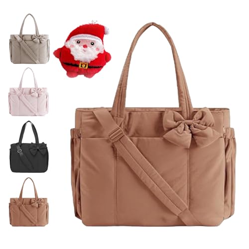 Luvy Bag Crush Bow Tote Bag, Lightweight Large Tote Bag Free Santa Claus Plush Toy
