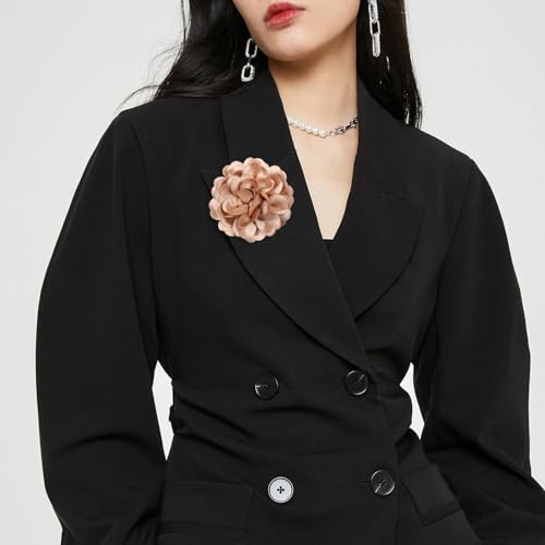 Image of Dainty Fabric Rose & Camellia Flower Oversized Brooch Pins & Hair Clip - Large Lapel Pin, 4.3in /7.5in