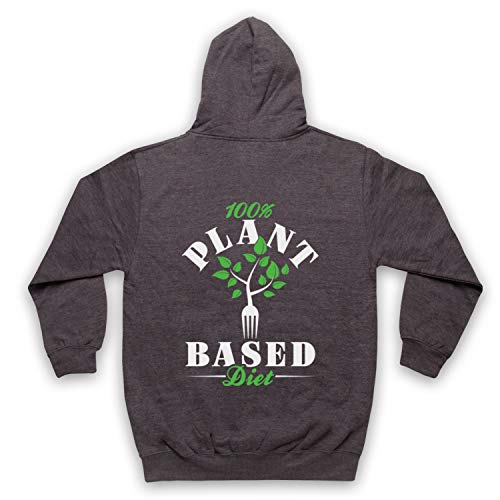 100% Plant Based Diet Vegan Vegetarian Culture Erwachsenen Kapuzensweater mit Reißverschluss, Holzkohle, XL