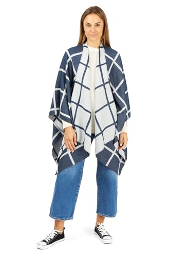 Image of Women's Shawl Wrap Poncho Ruana Cape Cardigan Sweater Open Front for Fall Winter Spring