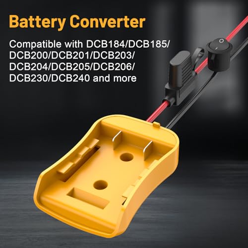 Image of Kzreect 2 Pack for Power Wheel Adapter Compatible with Dewalt 20V Battery | 12AWG, Wire Terminals, 30A Fuse Holder, Switch, Battery Converter Kit for DIY RC Car Toys LED Motor