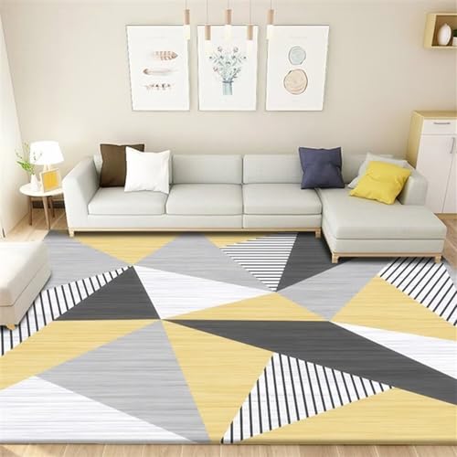 Tapis à fines rayures et triangles design moderne pour salon chic - 2