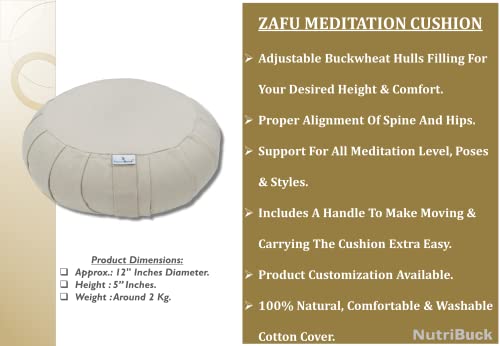 Image of Buckwheat ZAFU Meditation Cushion Filled with Buckwheat Hulls (Creamish)