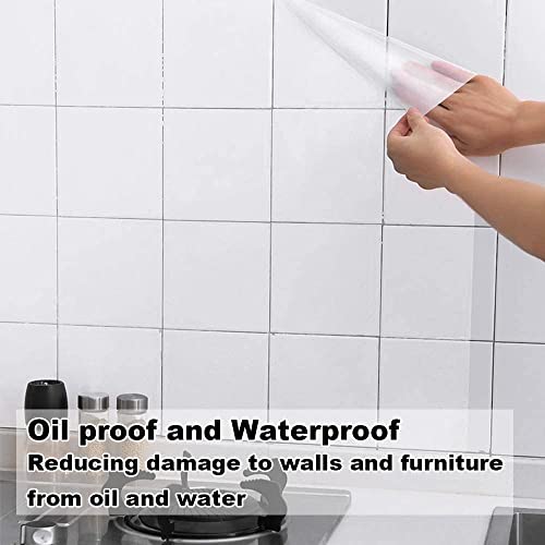 Image of HOME13 Glossy Clear Self Adheisve Protective Film Oil Proof Kitchen Backsplash Wall Protector Removable Transparent Film (20x198 Inch, Clear Film)