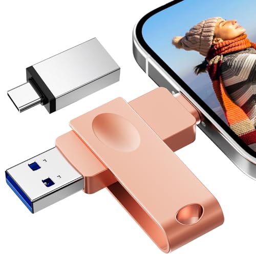 [Keine APP]USB Stick lphone 128GB, Nanopell USB Stick für lphone Speicherstick Verwendet, um Zusätzliche Telefon-Speicher zu Erweitern. Photostick Omni für i0S/Android/PC. Mit separatem Typ-C-Adapter.