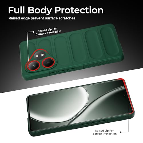 Image of A rtistque Back Cover Case for Realme GT 6T 5G / GT 6 | with Inner Fabric | Stylish AirBag Case | Liquid Stripe Silicone | Camera Protection | Anti Slip Grip | Back Cover - Green