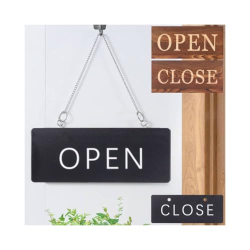 Bonarca ドアプレート 吊り下げ オープンクローズ 看板 プレート おしゃれ 屋外 防水 OPEN CLOSE 両面 両面看板 ドアサイン 開店 閉店 サインボード ウェルカムボード 札 無地 黒 ブラック 木製 アンティーク (ブラック(ステンレス