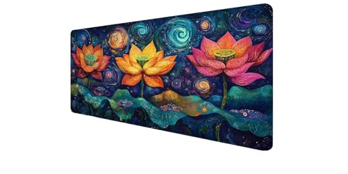 Tapis de souris XXL Lotus 1000x400 mm pour setup gaming et bureau PC