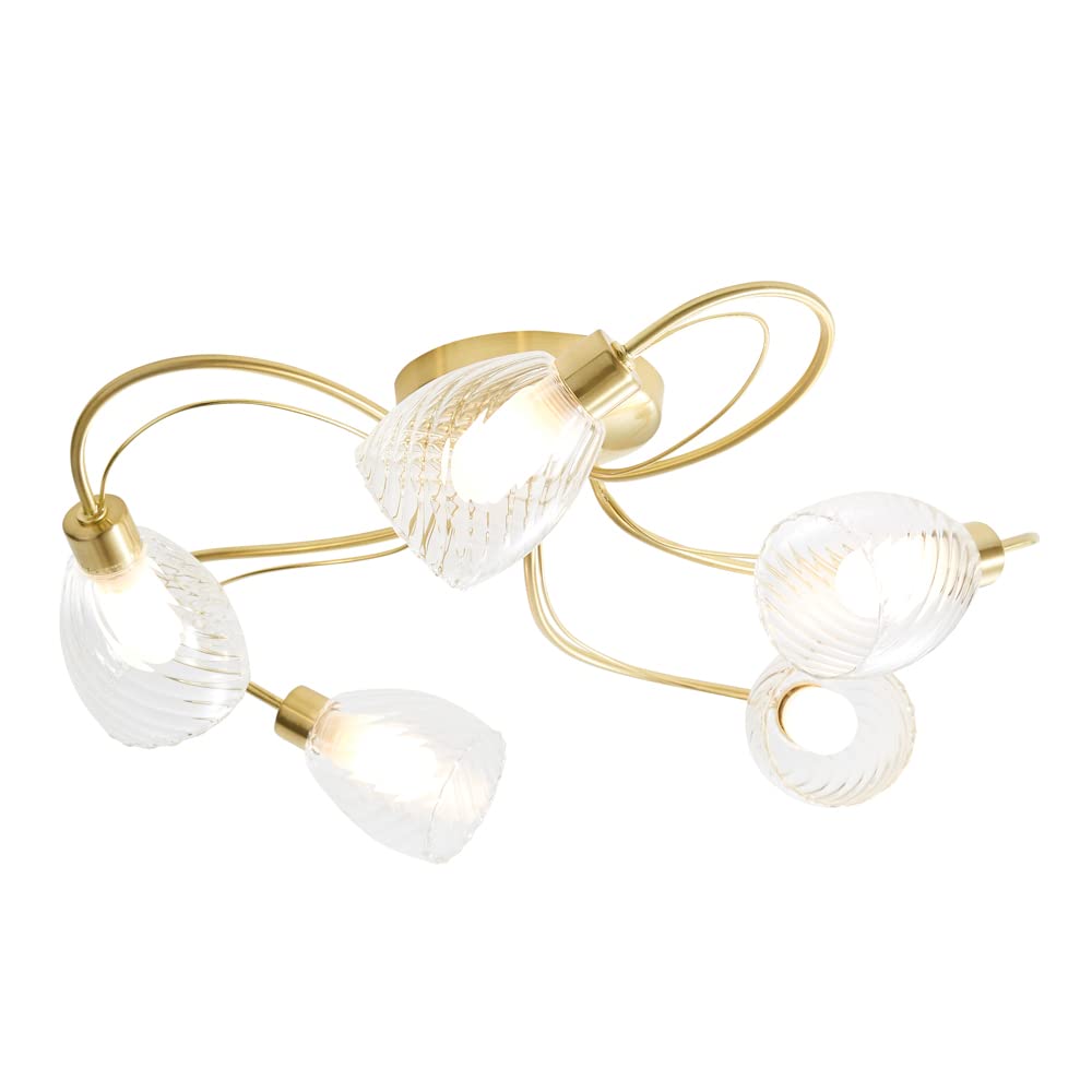 Litecraft Satin Brass Cora Flush Ceiling Light Tangle Bathroom Ip44 5 Arm
