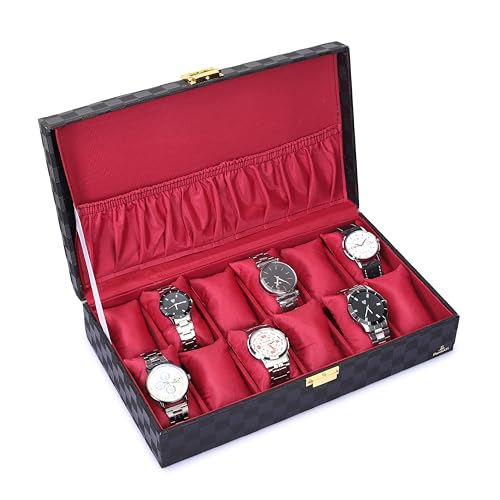 PANKATI® Wrist Watch Storage Box Case organizer Of Faux Leather Finish For Watch 12 Slot - Black/Maroon (B0CWP754X5) Amazon Price History, Amazon Price Tracker