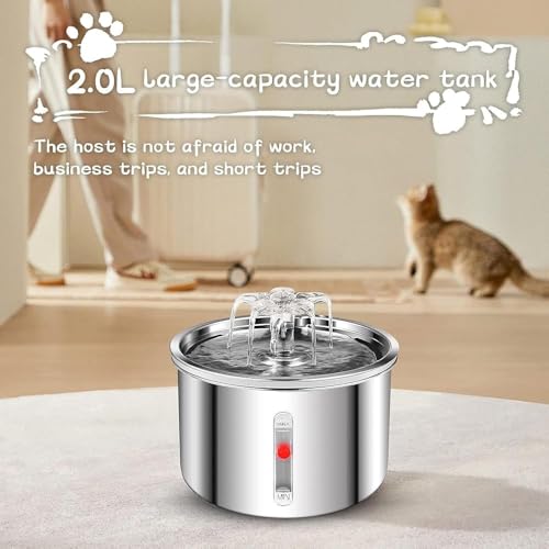 Fuente de agua automática para gatos de acero inoxidable 2L miniatura 3
