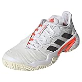 adidas Men's Barricade 12 Racquetball Shoe, White/Black/Solar Red, 6.5