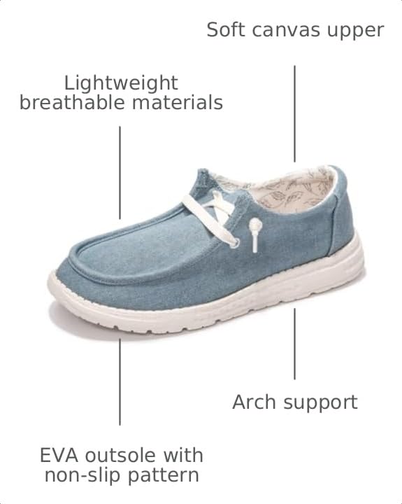 Image of Women's Canvas Loafers, Comfortable Slip-On Walking Shoes