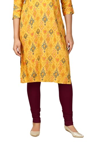 Image of Lux Cozi PYNK Solid Premium Cotton Lycra Churidar Leggings for Women | Regular Fit Elastic Waist Full Length Women Leggings | Free Size