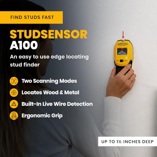 Zircon® StudSensor™ A100 Stud Finder w/Live Wire Detection | Easy-to-use stud finder locates wood and metal stud edges up to 1-1/2 in. deep with live wire alerts for wall projects.