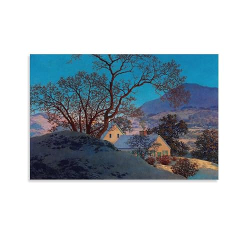 Poster Maxfield Parrish Winter Scene At Twilight toile encadrée 50x75 cm
