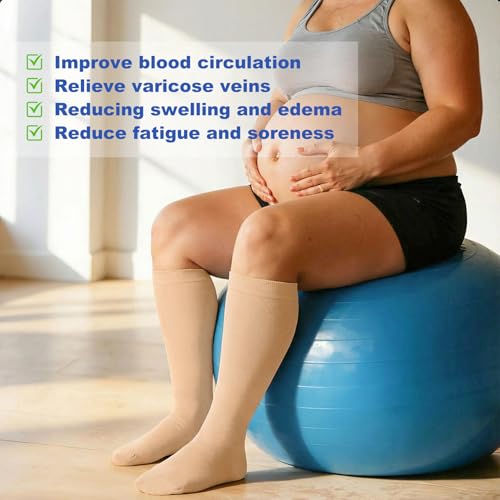 Image of Plus Size Compression Socks for Women Men Wide Calf L /XL-5XL (15-20mmhg) Knee High Socks Support Compression Stockings for Nurses and Flying